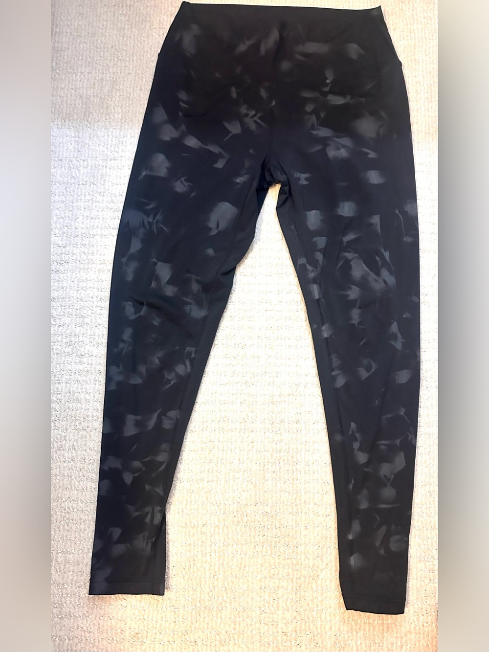 Zella Black Gray Tonal Pattern High-Rise Leggings Size Large